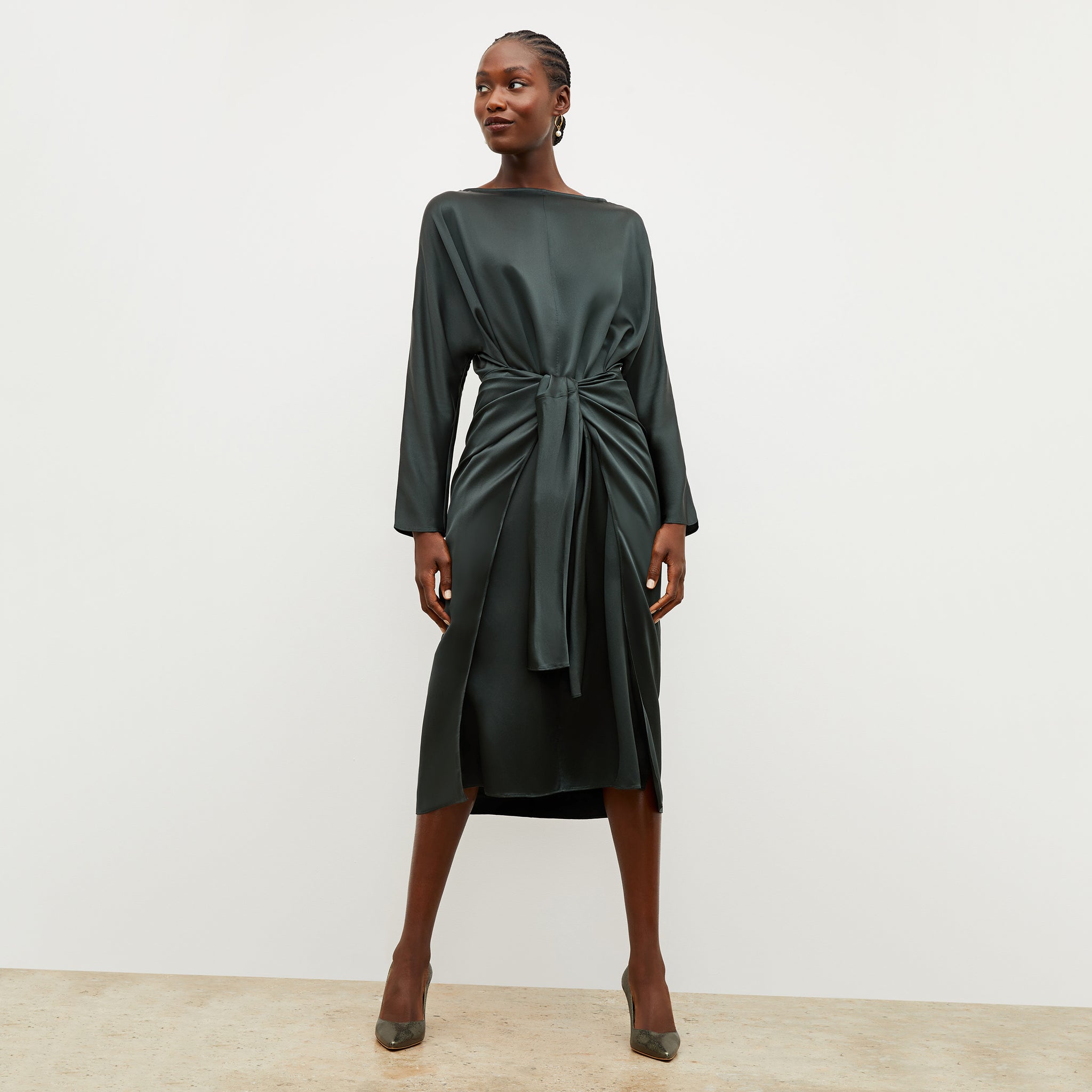 Rashmeen Dress - Washable Silk Charmeuse :: Hunter – M.M.LaFleur