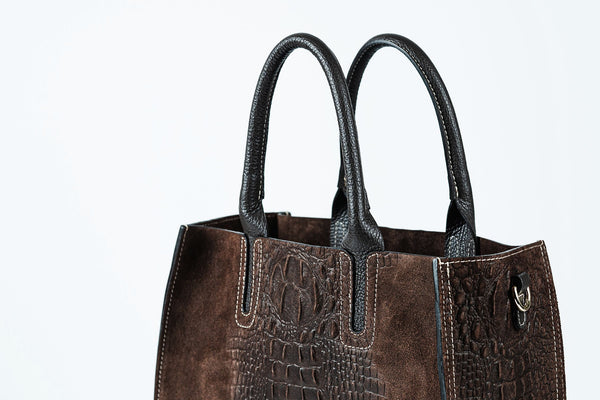 Mia Special Edition Brown Suede Croc tote bag