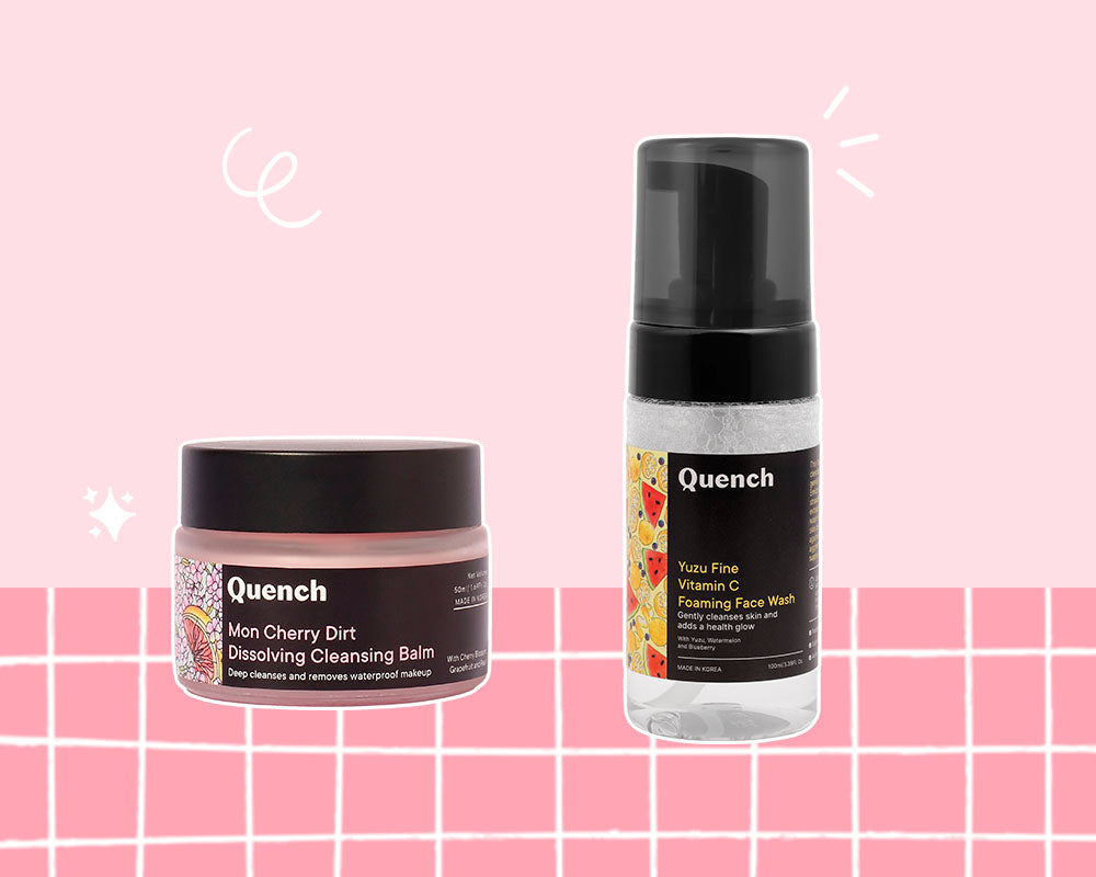 Quench Mon Cherry Dirt Dissolving Cleansing Balm and Quench Yuzu Fine Vitamin C Foaming Face Wash