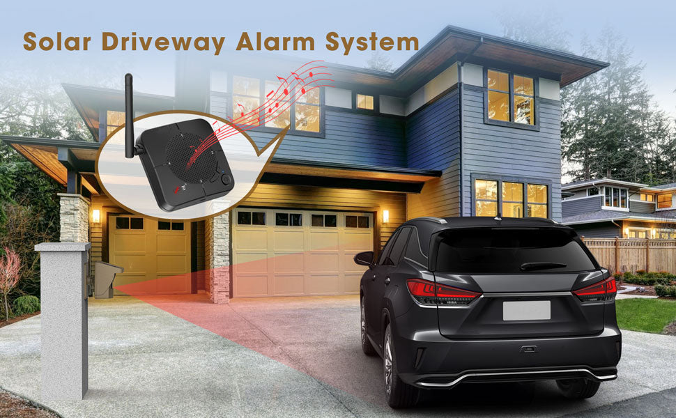 Camcamp W10 1/2 Mile Long Range Solar Powered Wireless Car Lane Sensor and Motion Detector for Home Outdoor Property Security Alarm System
