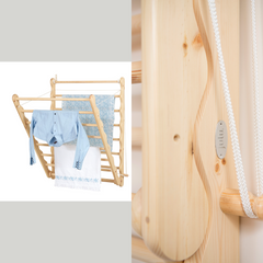 Pine laundry ladder with close up of pine wood grain