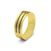 Ring als gedenksieraad 6 mm breed met twee langwerpige strepen waar as of haar  in verwerkt wordt. 