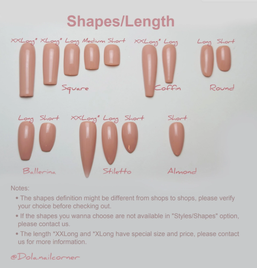 Nail Size & Shapes Guide – Dola's Nail Corner