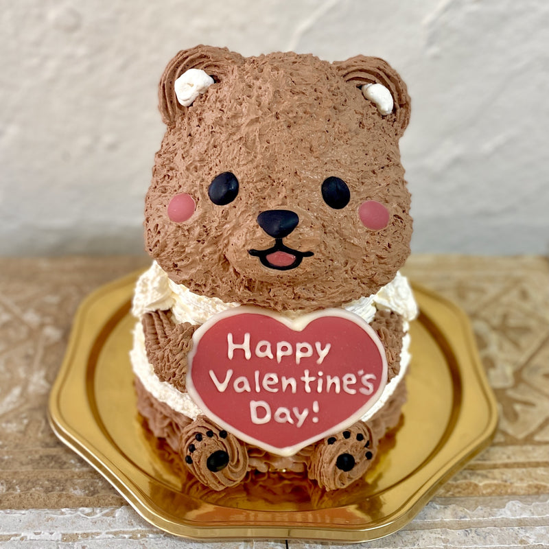 バレンタイン♡ガナッシュクリームのにっこりクマさん 立体ケーキ 5号