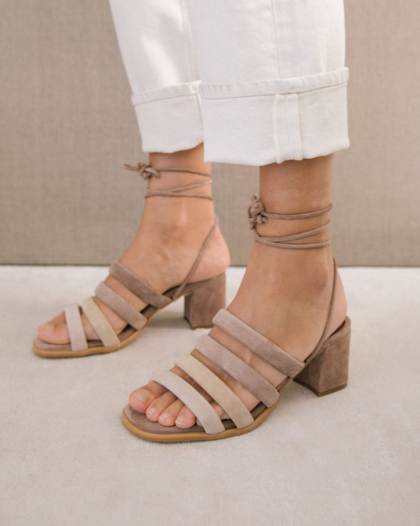 The Lille Leather Block Heels by Alohas Brown THE SKINNY