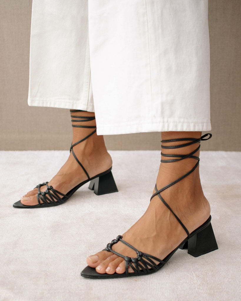 The Lille Leather Block Heels by Alohas Brown THE SKINNY