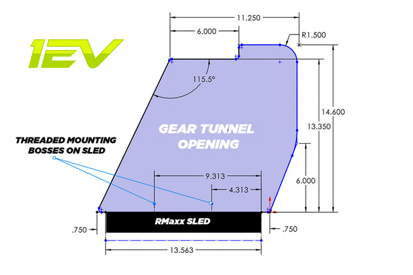 Gear Tunnel Opening Dimensions with RMaxx Sled Installed
