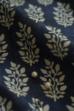 Load image into Gallery viewer, Leafy Motif Digital Print Design on Blue Tussar Silk Fabric
