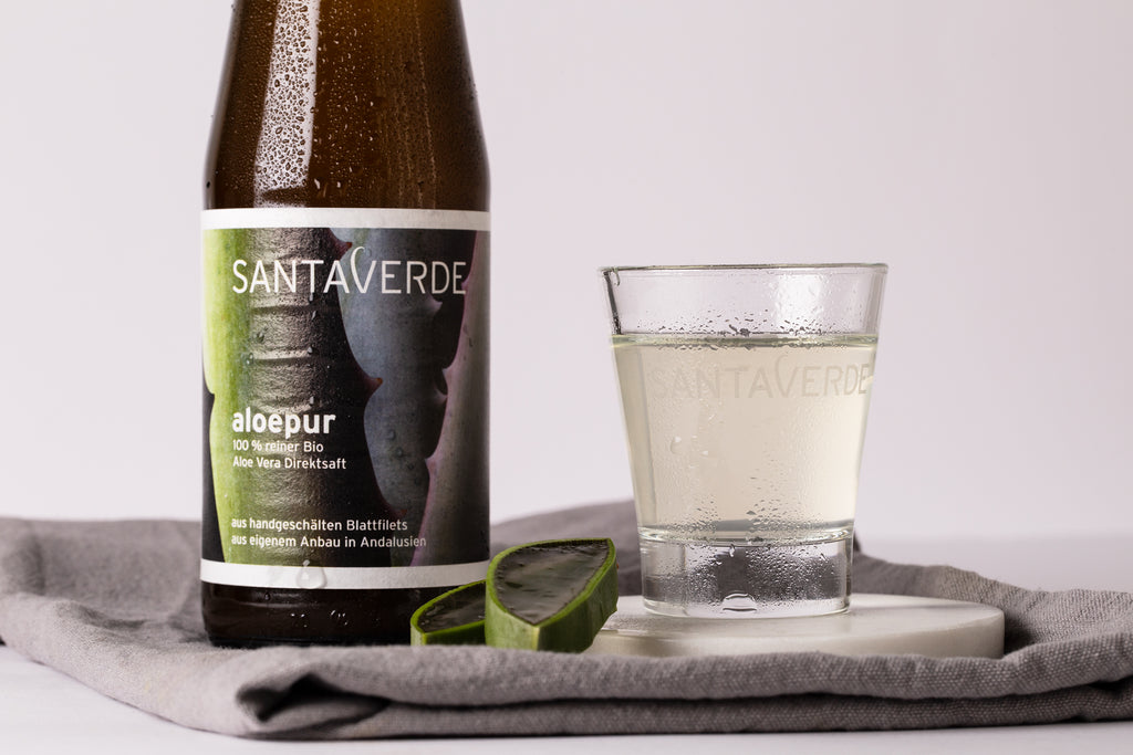 Aloe vera juice by Santaverde organic skin care.  