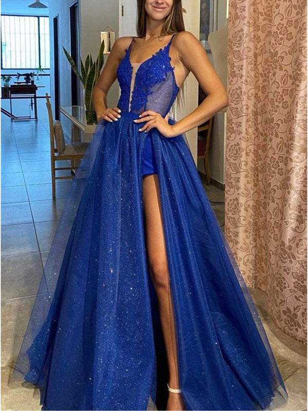 blue modest prom dresses