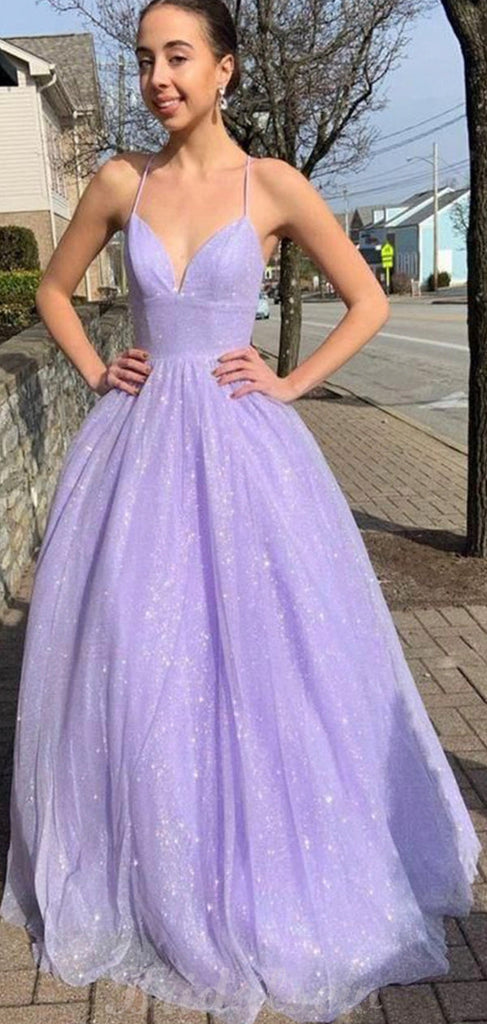 A-line Sparkly Gorgeous Sequin Purple Party Prom Dresses PD071 – bridalsew