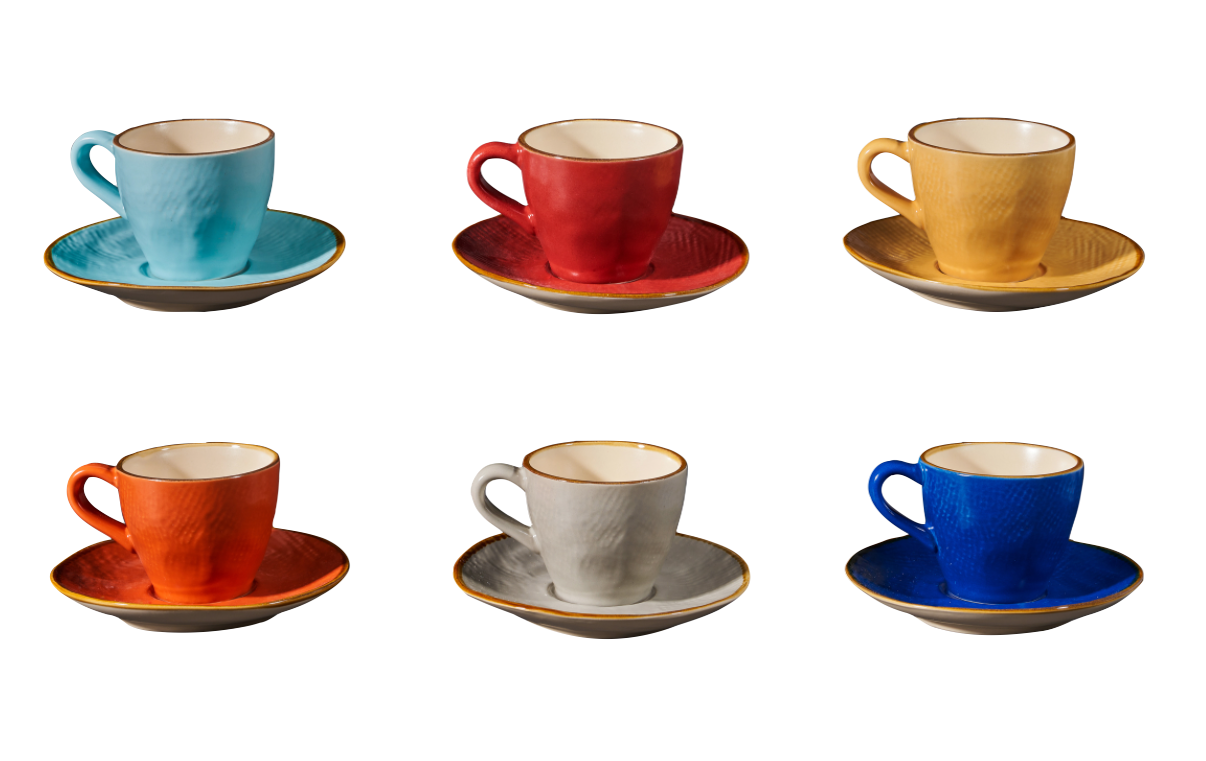Gekleurde Espressokopjes met - Set van 6 – Vivi