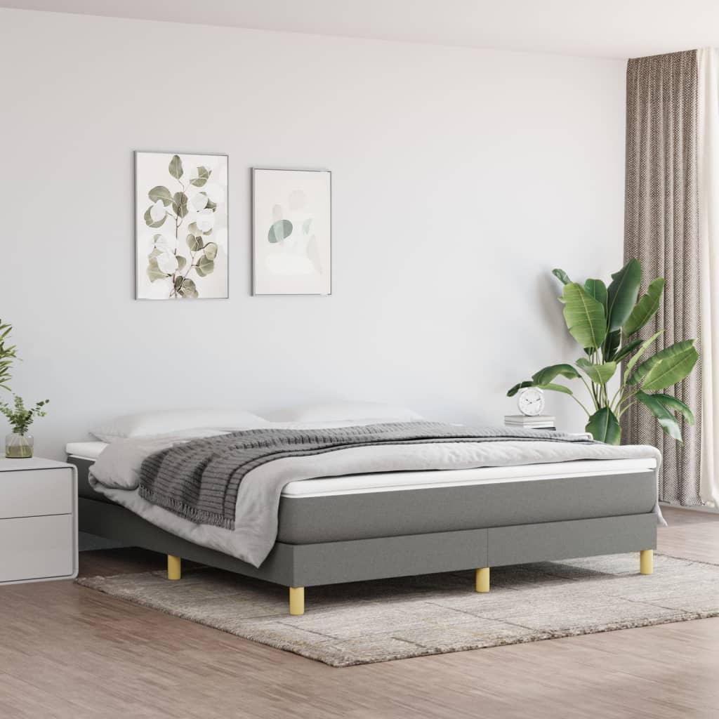 Box Spring Bed Frame Dark Gray 76"x79.9" King Fabric
