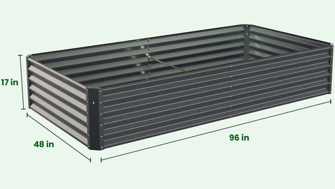 garden bed 96"L x 48"W x 17"H