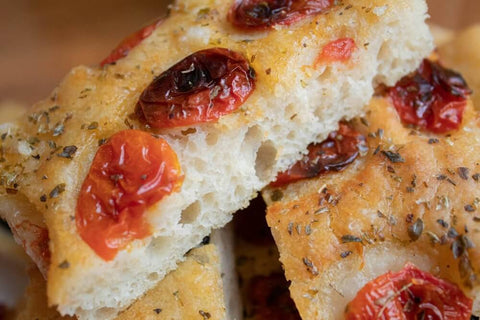 Freshly baked Tomato focaccia. Photo by Paula Berto.