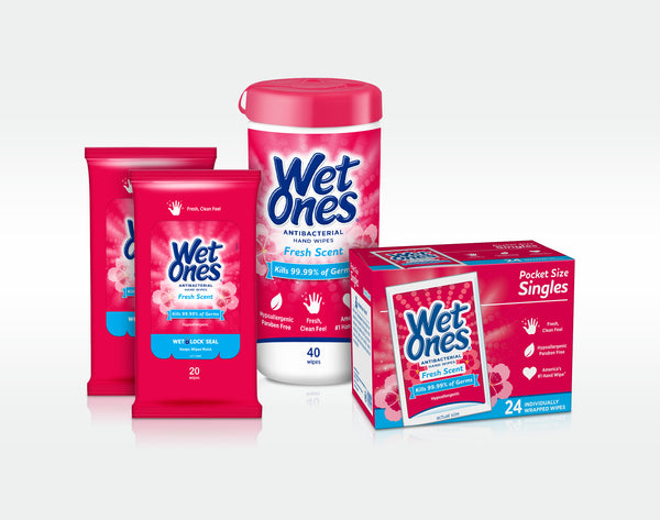 Wet Ones Antibacterial Hand Wipes Singles - Fresh Scent - 24ct