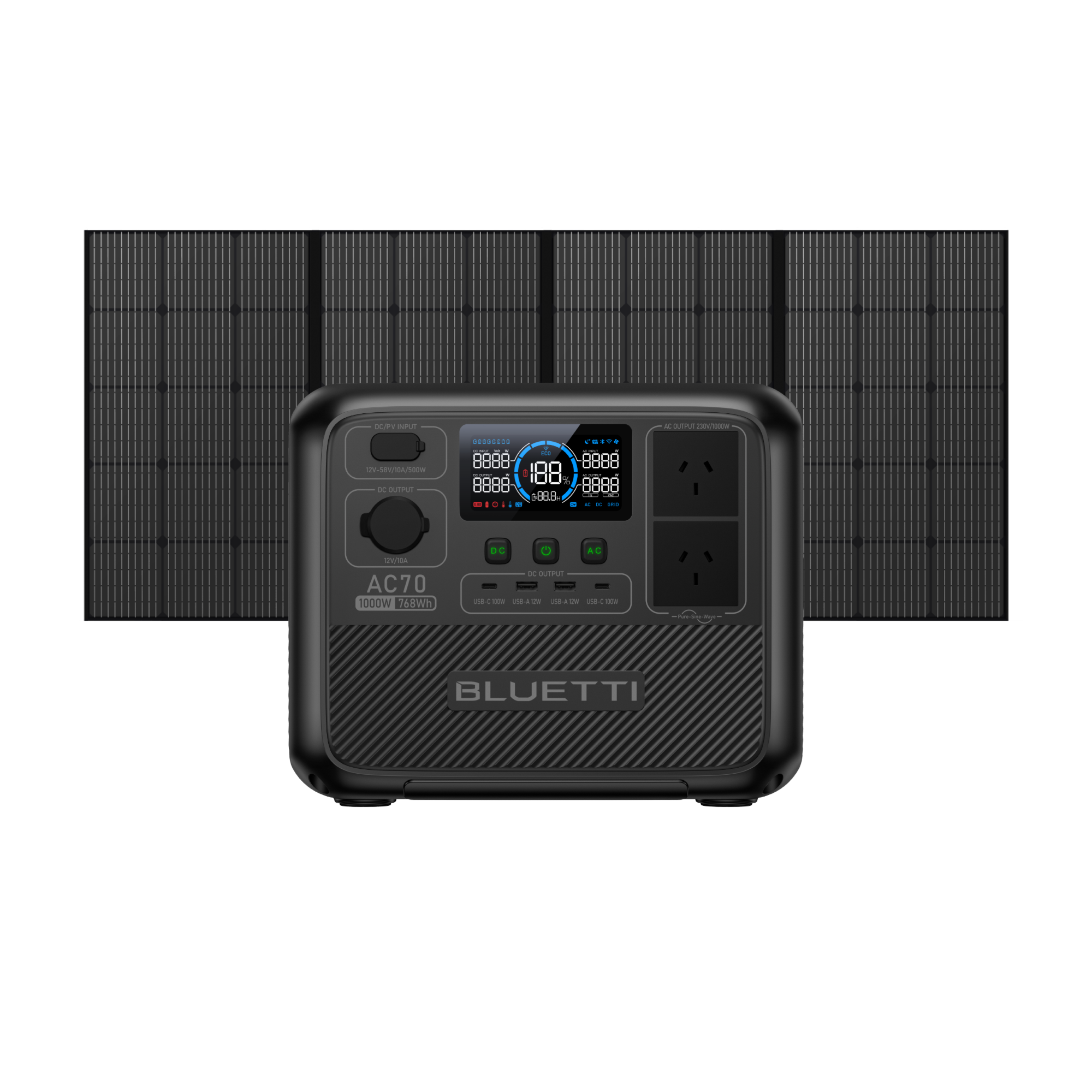 BLUETTI AC70: Unleash 1000W Power For Limitless Adventures, AC70+PV350 , 1000W, 768Wh, 350W Solar Kit