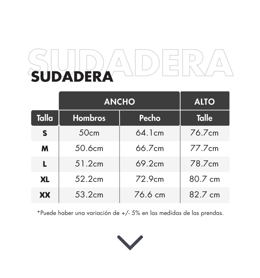 Tabla de tallas de sudadera