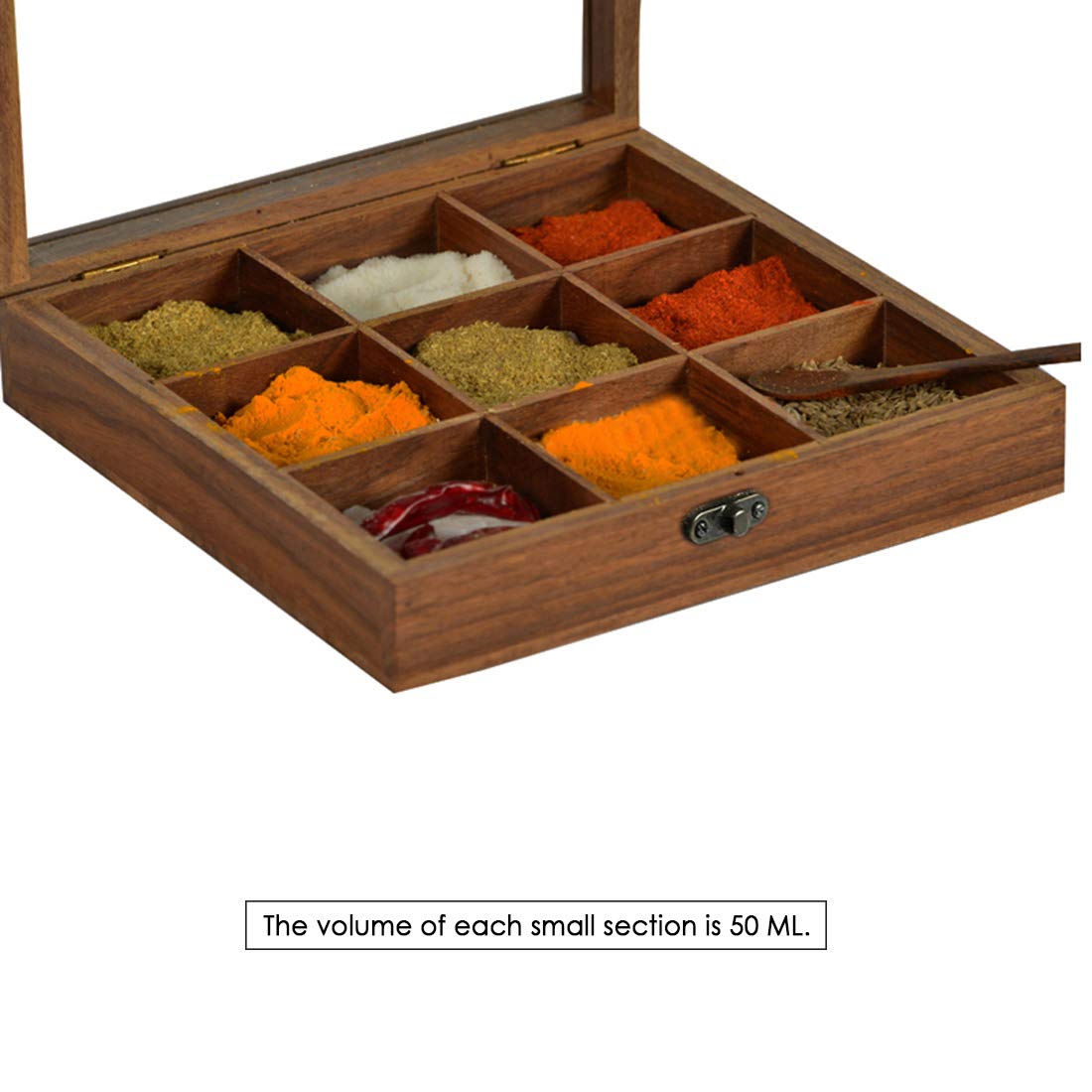 Wooden Masala Box Spice Holder for Kitchen , Multipurpose Decorative Boxes Masala Dabba Organizer Dime Store
