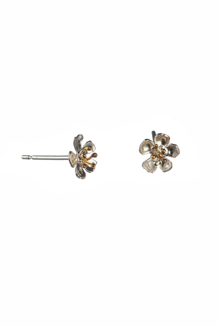 Diamond Flower Star Blossom Stud Earrings Single Gem