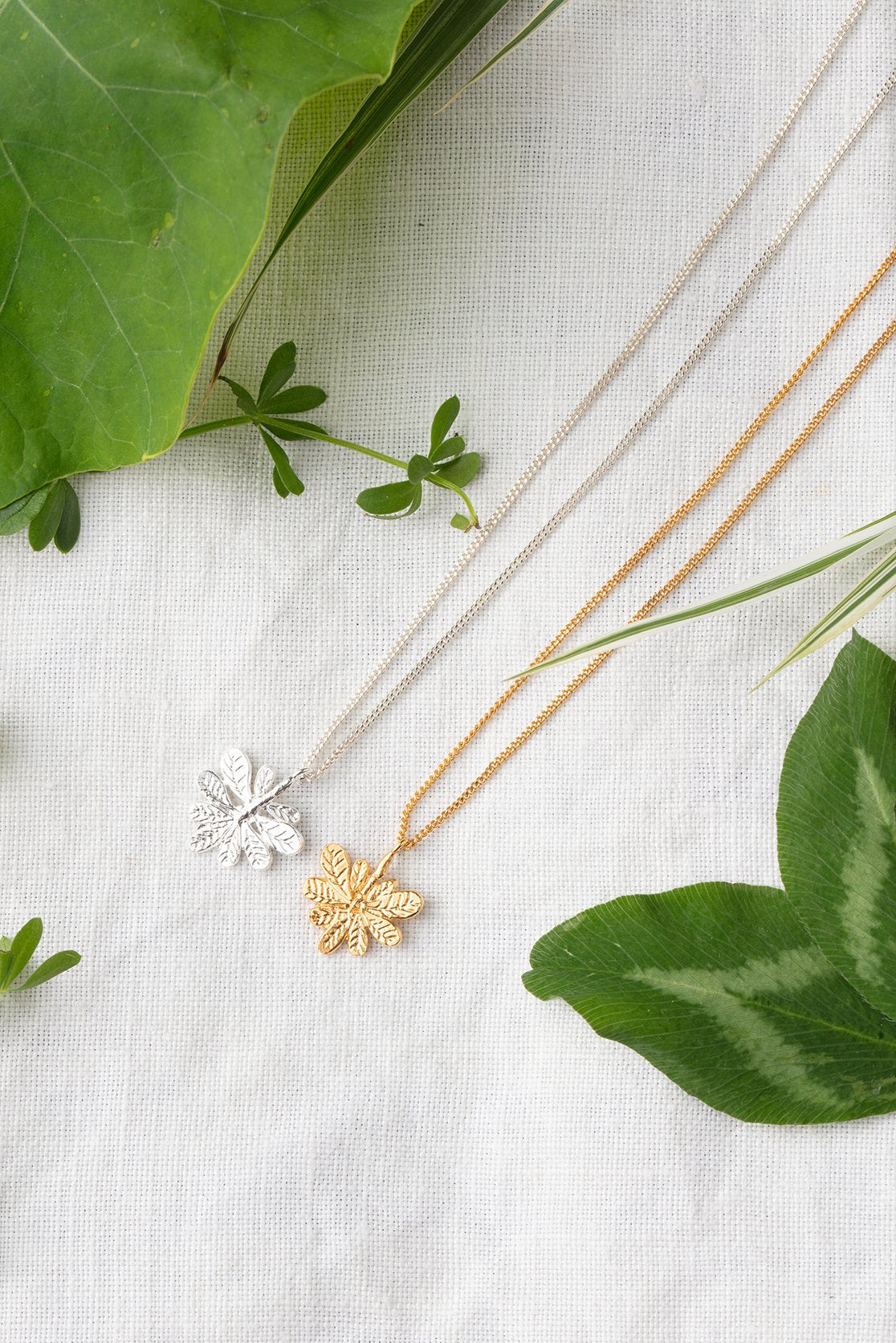 cora leaf dainty gold necklace