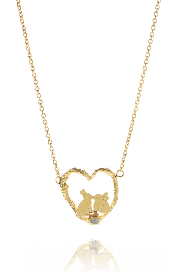 Kissing Bunnies Heart Necklace - amanda coleman jewellery