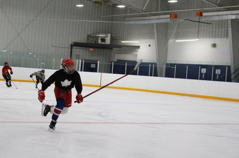 Player during speed skating drill.