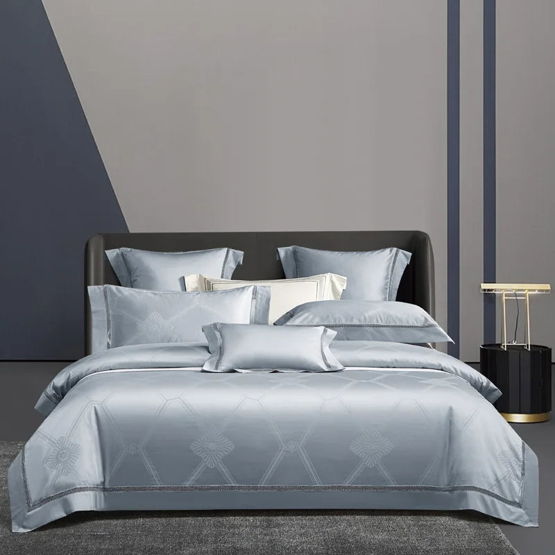 Azure Bliss Egyptian Cotton Jacquard Bedding Set