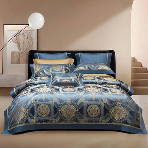 Royal Blue & Gold Majesty Bedding Set - DECORATIQ - Royal Blue Bedding Sets Queen