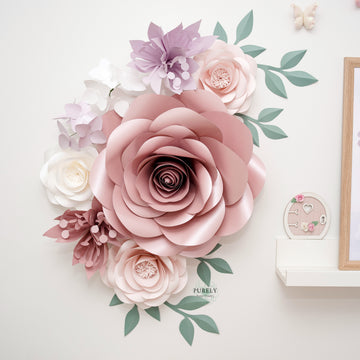 Dusty Pink, Blush Paper Flowers - Nursery Wall Paper Flowers