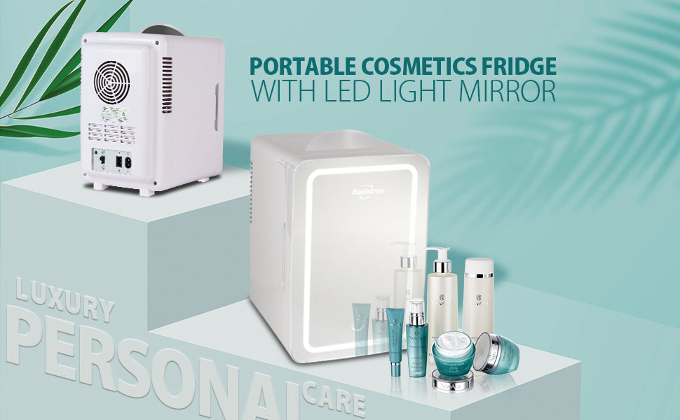 Koolatron Cosmetics Fridge w/ Lighted Makeup Mirror,