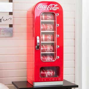 Coca-Cola Vending Machine Mini Fridge w/ 12V DC 110V AC Cords,