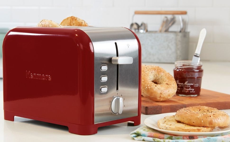 Kenmore 2-Slice Toaster, Red Stainless Steel,