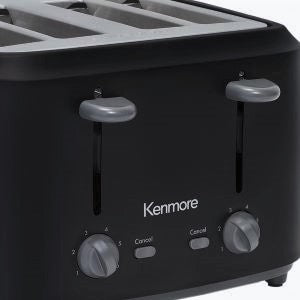 Kenmore 4-Slice Toaster with Dual Controls, Matte Black and Gray-