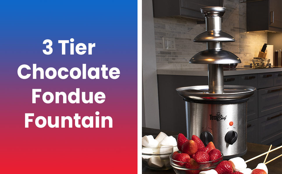 Total Chef 3 Tier Chocolate Fountain, Huge 1.5 lbs (680 g) Capacity,