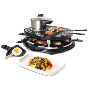 Total Chef 8 Person Raclette and Cheese Fondue Set with Granite Stone