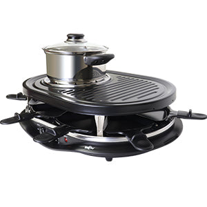 Total Chef 8 Person Raclette and Cheese Fondue Set with Granite Stone