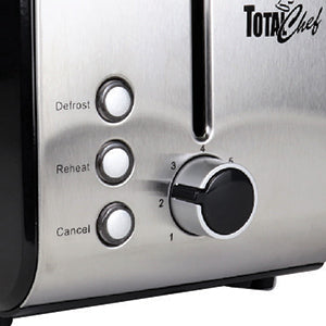 Total Chef 2 Slice Compact Wide Slot Toaster with 7 Shade Settings,