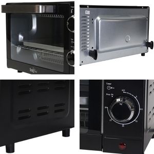 Total Chef 4-Slice Toaster Oven 1000W Black Compact Countertop Oven