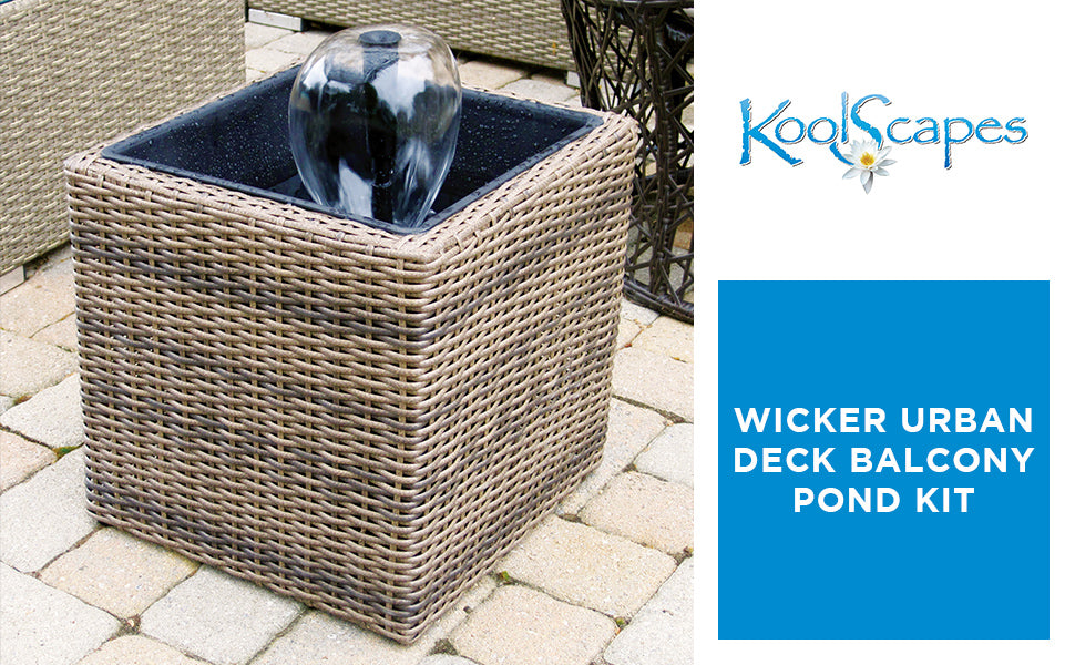 Koolscapes Wicker-Look Water Feature Mini Pond and Fountain, Brown,