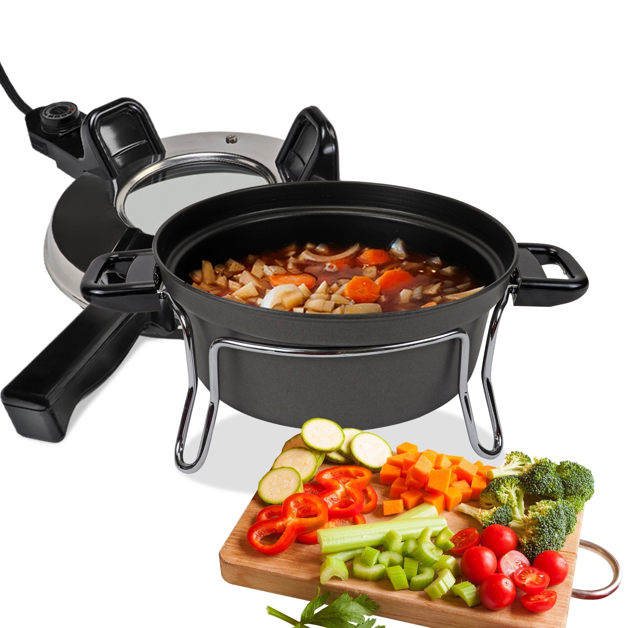 Kenmore 12x12 Non-Stick Electric Skillet with Glass Lid - Black/Gray