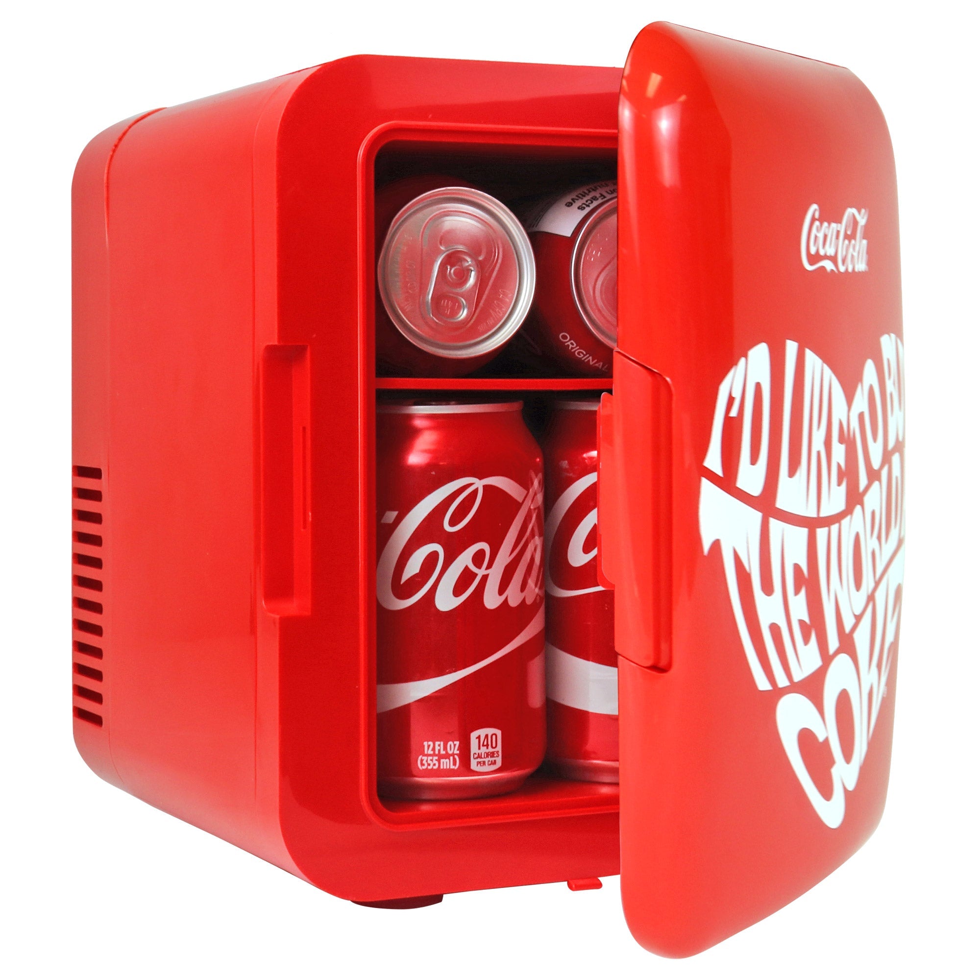 Coca-Cola Polar Bear - Enfriador/calentador de 28 latas con cables de 12 V  CC y 110 V CA, mini refrigerador portátil de 25 L (28 cuartos de galón) con