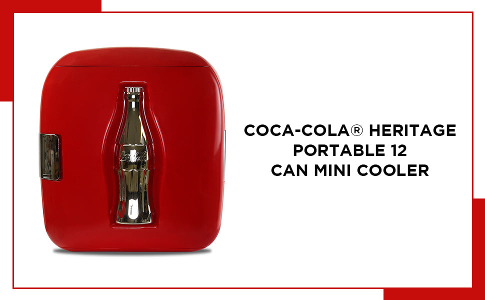 Koolatron Coca-Cola Portable 8 Can Thermoelectric Mini Fridge 5.4 L/ 5.7  Quarts Capacity, 12V DC/110V AC Cooler for home, cabin, beer, beverages