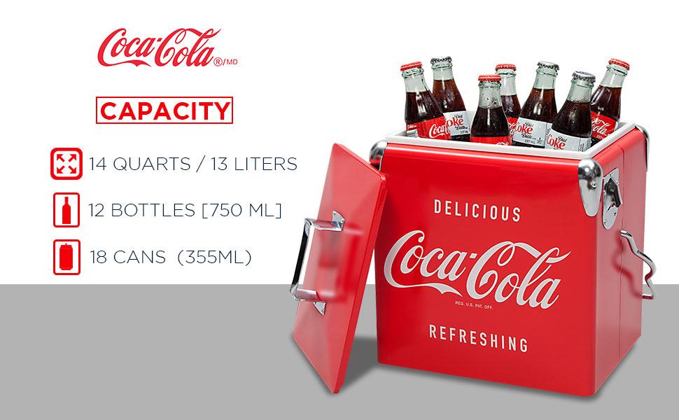 Coca-Cola Retro Ice Chest Cooler with Bottle Opener 13L (14 qt)