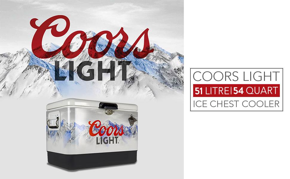 Coors Light Ice Chest Beverage Cooler with Bottle Opener, 51L (54 qt), 85 Can