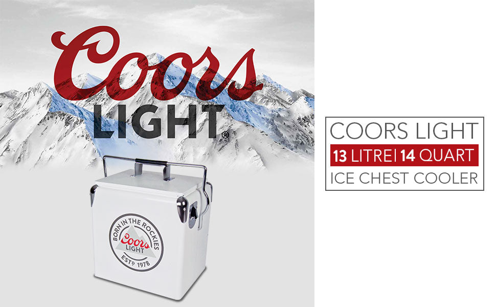 Coors Light Retro Ice Chest Cooler with Bottle Opener 13L (14 qt), 18 Can Capacity