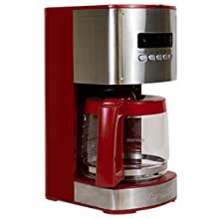 Kenmore Aroma Control 12-Cup Programmable Coffee Maker, Red and Stainless Steel Drip Coffee Machine