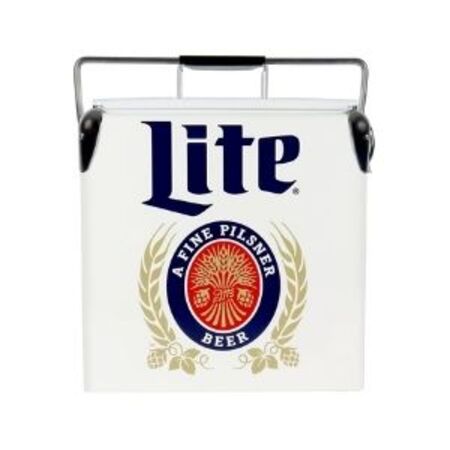 Miller Lite Retro Ice Chest Cooler with Bottle Opener 13L (14 qt), 18 Can Capacity