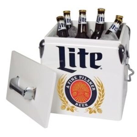 Miller Lite Retro Ice Chest Cooler with Bottle Opener 13L (14 qt), 18 Can Capacity