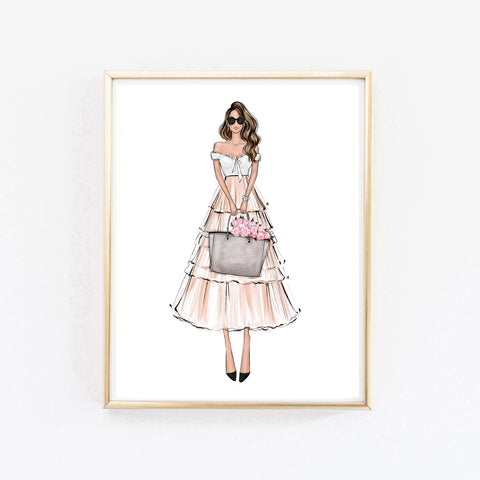 Summer shopping girl art print fashion illustration – Lalana Arts